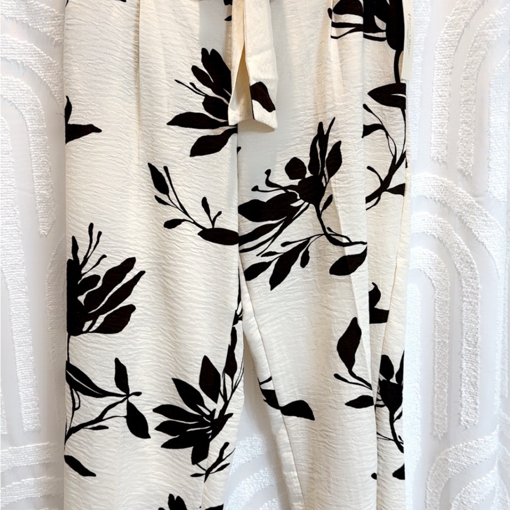Chic Black Floral Women's Wide Leg Pants